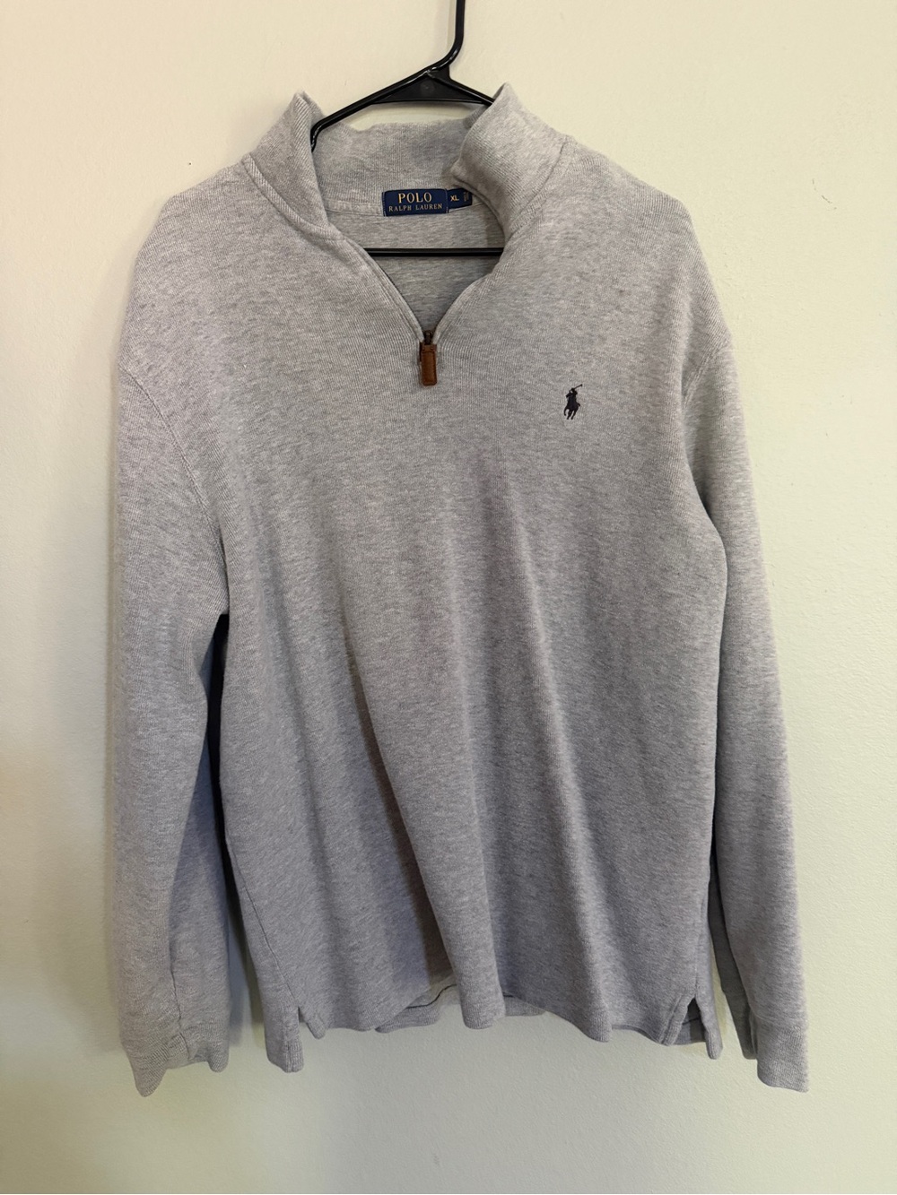 Ralph Lauren Light Gray Turtleneck Quarter-Zip Sweater